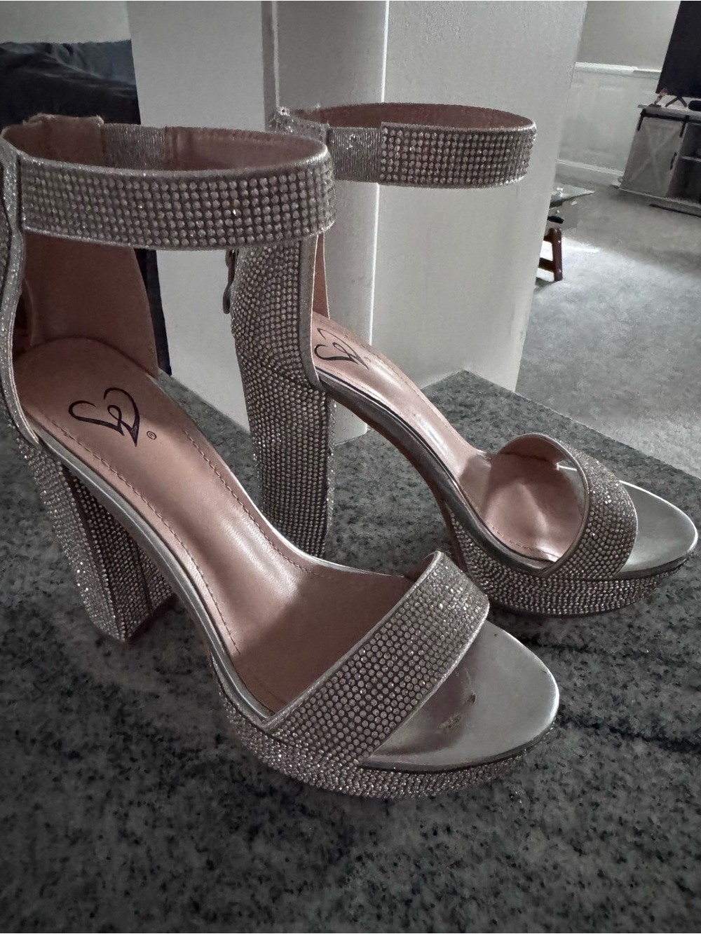 torrid Silver Crystal Platform Block Heel Sandals